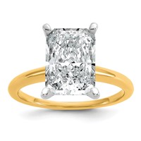 14K Two-tone 4 Carat Certified Lab Grown Diamond VS+ F+ Radiant Solitaire Complete Engagement Ring view 1