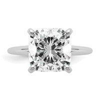 14K White Gold Cert Lab Grown Dia VS+ F+ Cushion Solitaire Engagement Ring view 4