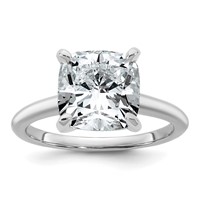 14K White Gold Cert Lab Grown Dia VS+ F+ Cushion Solitaire Engagement Ring view 1