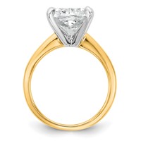 14K Two-tone Cert Lab Grown Dia VS+ F+ Cushion Solitaire Engagement Ring view 2