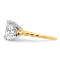 14K Two-tone Cert Lab Grown Dia VS+ F+ Cushion Solitaire Engagement Ring view 3