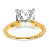 14K Two-tone Cert Lab Grown Dia VS+ F+ Cushion Solitaire Engagement Ring view 5