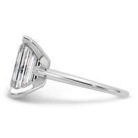 14K White Gold 5 Carat Certified Lab Grown Diamond VS+ F+ Emerald Solitaire Complete Engagement Ring view 3