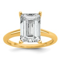 14K Two-tone 5 Carat Certified Lab Grown Diamond VS+ F+ Emerald Solitaire Complete Engagement Ring view 1