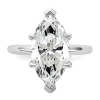 14K White Gold 5 Carat Certified Lab Grown Diamond VS SI+ G+ Marquise Solitaire Complete Engagement Ring view 4