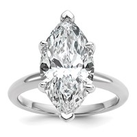 14K White Gold 5 Carat Certified Lab Grown Diamond VS SI+ G+ Marquise Solitaire Complete Engagement Ring view 1