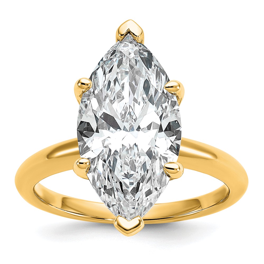 14K Two-tone 5 Carat Certified Lab Grown Diamond VS+ F+ Marquise Solitaire Complete Engagement Ring