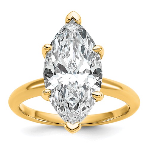 14K Two-tone 5 Carat Certified Lab Grown Diamond VS SI+ G+ Marquise Solitaire Complete Engagement Ring
