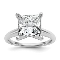14K White Gold 5 Carat Certified Lab Grown Diamond VS+ F+ Princess Complete Solitaire Engagement Ring view 1