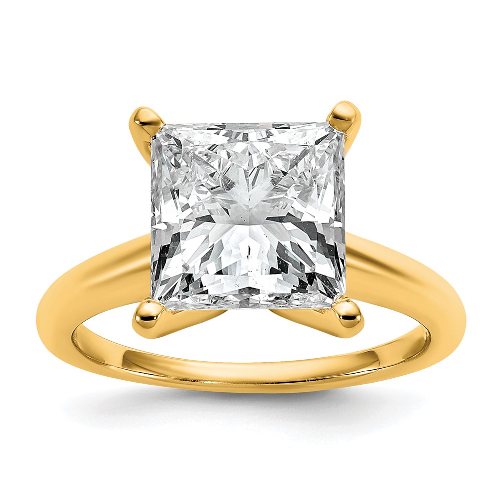 14K Two-tone 5 Carat Certified Lab Grown Diamond VS SI+ G+ Princess Complete Solitaire Engagement Ring