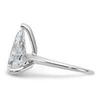 14K White Gold 5 Carat Certified Lab Grown Diamond VS+ F+ Pear Solitaire Complete Engagement Ring view 3