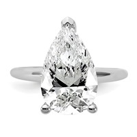 14K White Gold 5 Carat Certified Lab Grown Diamond VS+ F+ Pear Solitaire Complete Engagement Ring view 4