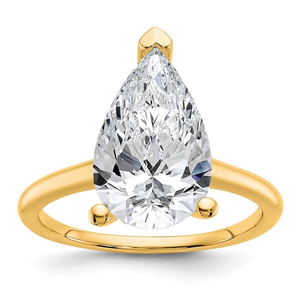 14K Two-tone 5 Carat Certified Lab Grown Diamond VS+ F+ Pear Solitaire Complete Engagement Ring