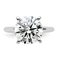 14K White Gold 5 Carat Certified Lab Grown Diamond VS+ F+ Round Complete Solitaire Engagement Ring view 4
