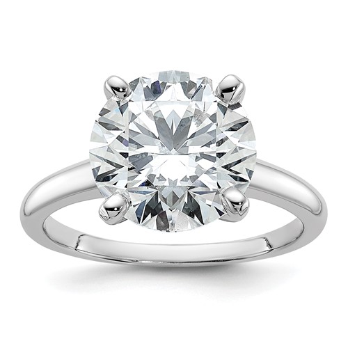 14K White Gold 5 Carat Certified Lab Grown Diamond VS SI+ G+ Round Complete Solitaire Engagement Ring