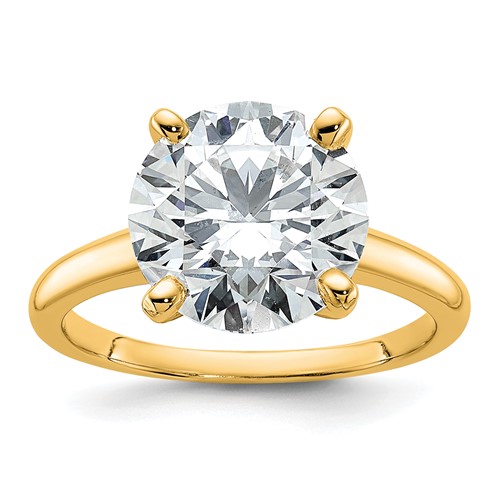 14K Two-Tone 5 Carat Certified Lab Grown Diamond VS+ F+ Round Complete Solitaire Engagement Ring