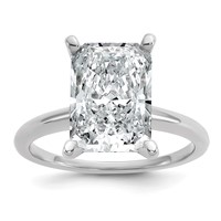 14K White Gold 5 Carat Certified Lab Grown Diamond VS+ F+ Radiant Solitaire Complete Engagement Ring view 1