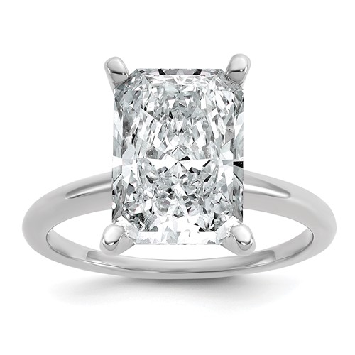 14K White Gold 5 Carat Certified Lab Grown Diamond VS SI+ G+ Radiant Solitaire Complete Engagement Ring