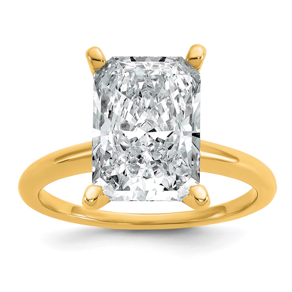 14K Two-tone 5 Carat Certified Lab Grown Diamond VS SI+ G+ Radiant Solitaire Complete Engagement Ring