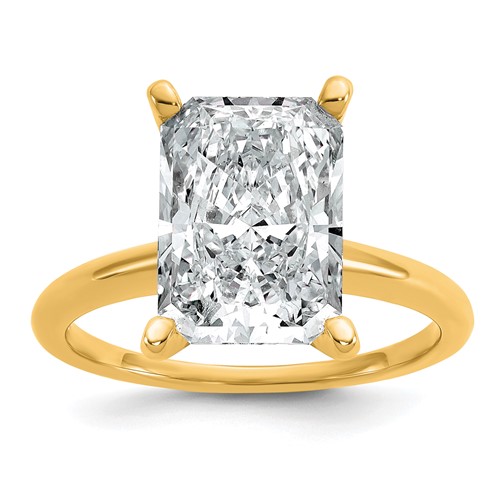 14K Two-tone 5 Carat Certified Lab Grown Diamond VS+ F+ Radiant Solitaire Complete Engagement Ring