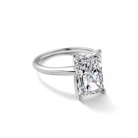14K White Gold 5 Carat Certified Lab Grown Diamond VS+ F+ Radiant Solitaire Complete Engagement Ring view 4
