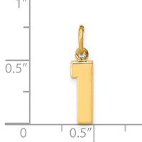 14K Small Polished Number 1 Charm view 3