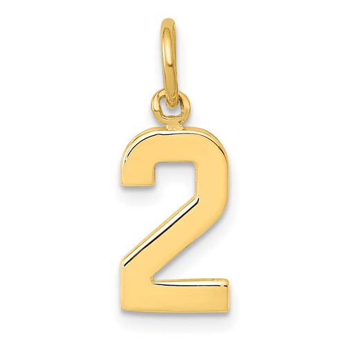 14k Small Polished Number 2 Charm