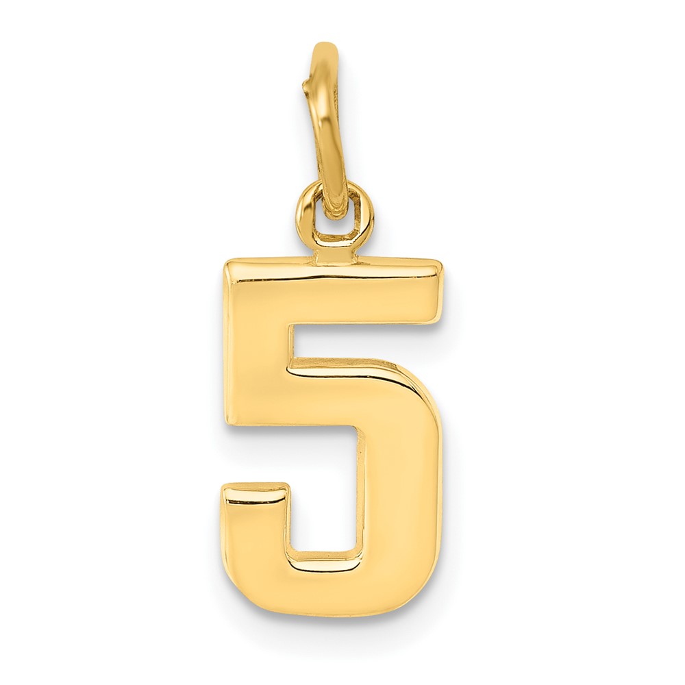 14K Small Polished Number 5 Charm