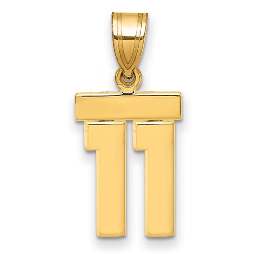 14K Yellow Gold Small Polished Number 11 Charm
