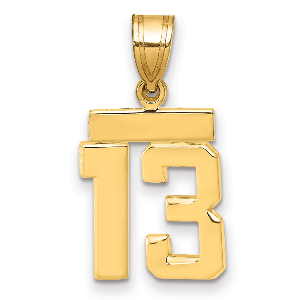 14K Yellow Gold Small Polished Number 13 Charm