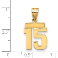 14K Small Polished Number 15 Charm view 2