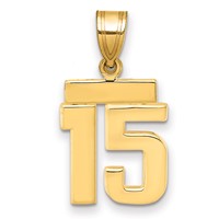 14K Small Polished Number 15 Charm view 1