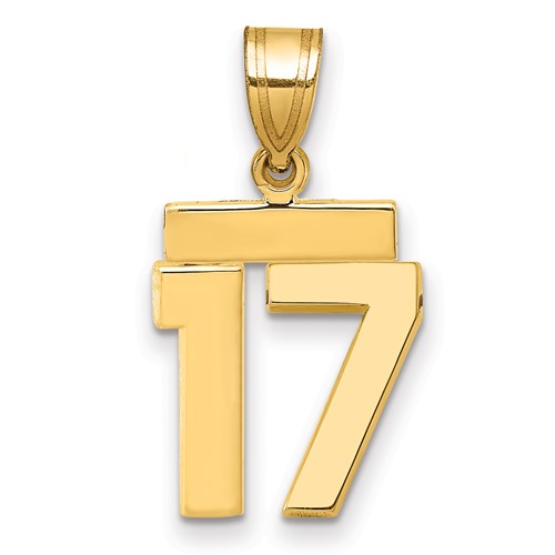 14K Yellow Gold Small Polished Number 17 Charm