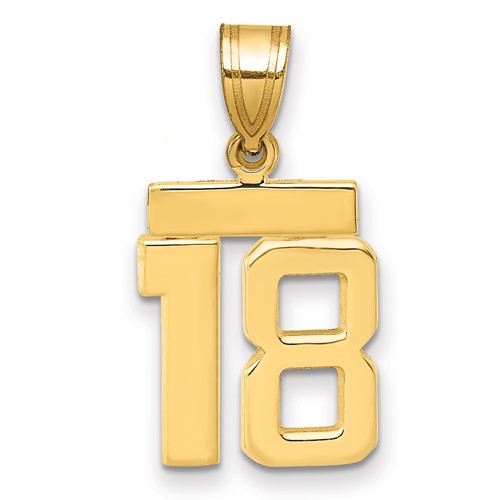 14K Yellow Gold Small Polished Number 18 Charm