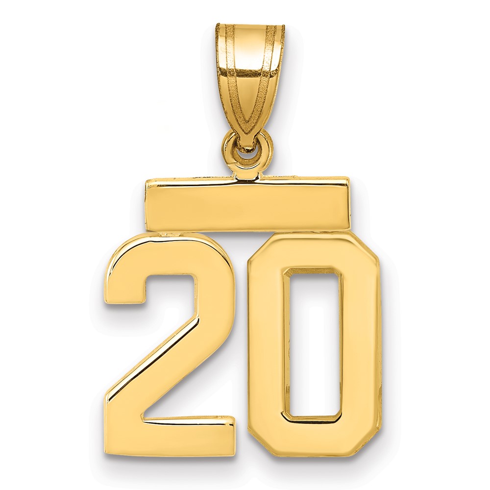 14K Yellow Gold Polished Small Number 20 Charm
