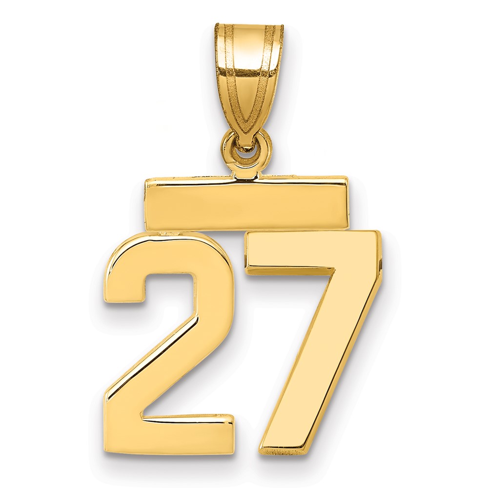 14K Small Polished Number 27 Charm