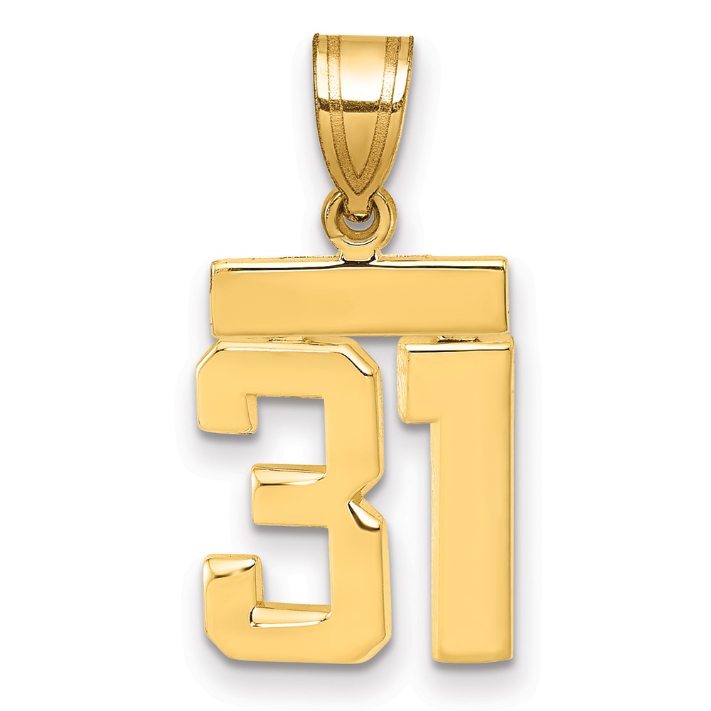 14K Yellow Gold Small Polished Number 31 Charm