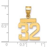 14K Yellow Gold Small Polished Number 32 Charm view 2