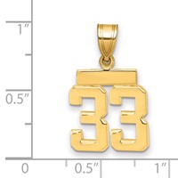 14K Yellow Gold Small Polished Number 33 Charm view 3
