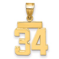 14K Small Polished Number 34 Charm view 1