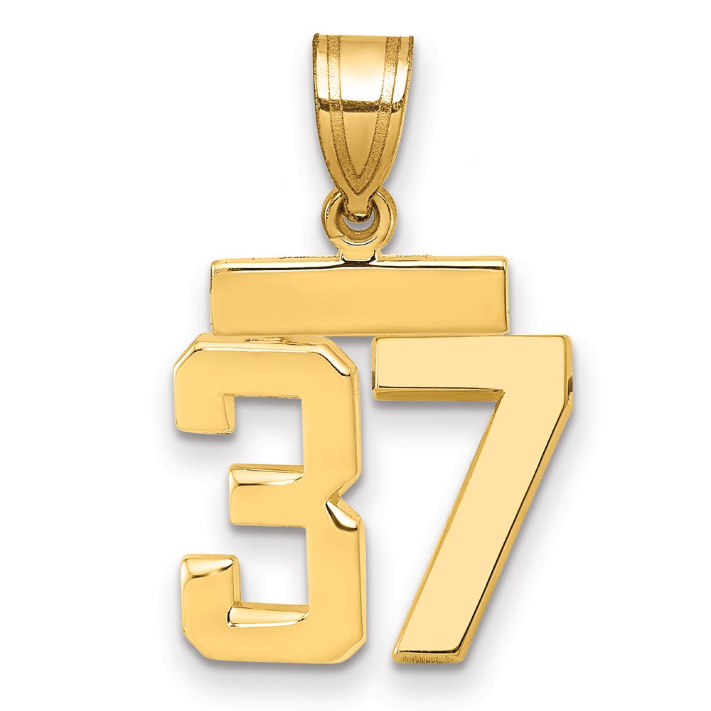 14K Small Polished Number 37 Charm