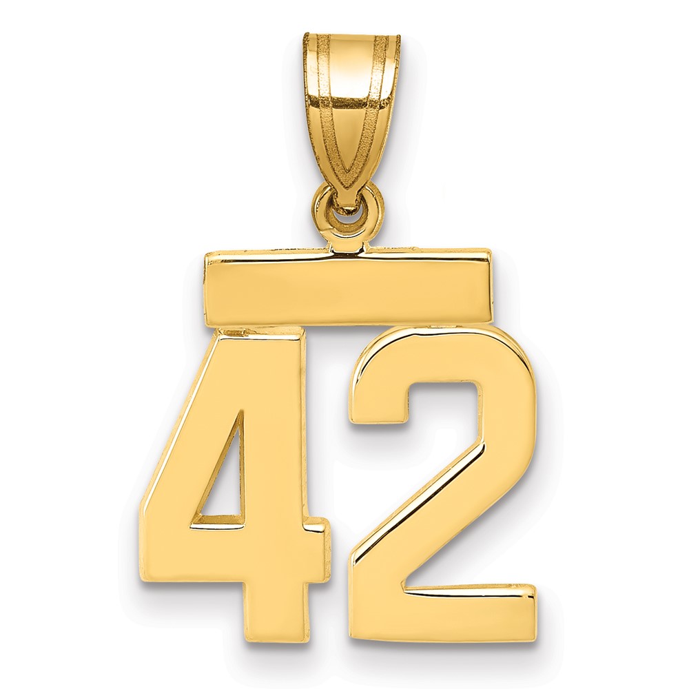 14K Small Polished Number 42 Charm