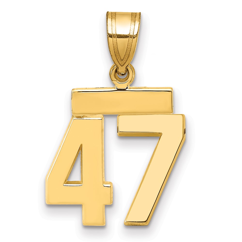 14K Yellow Gold Small Polished Number 47 Charm