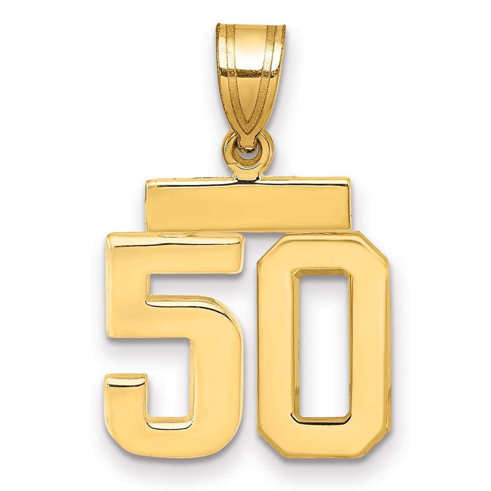 14K Yellow Gold Small Polished Number 50 Charm