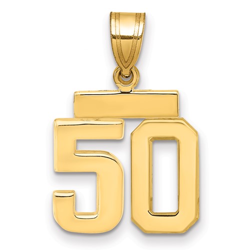 14K Yellow Gold Small Polished Number 50 Charm