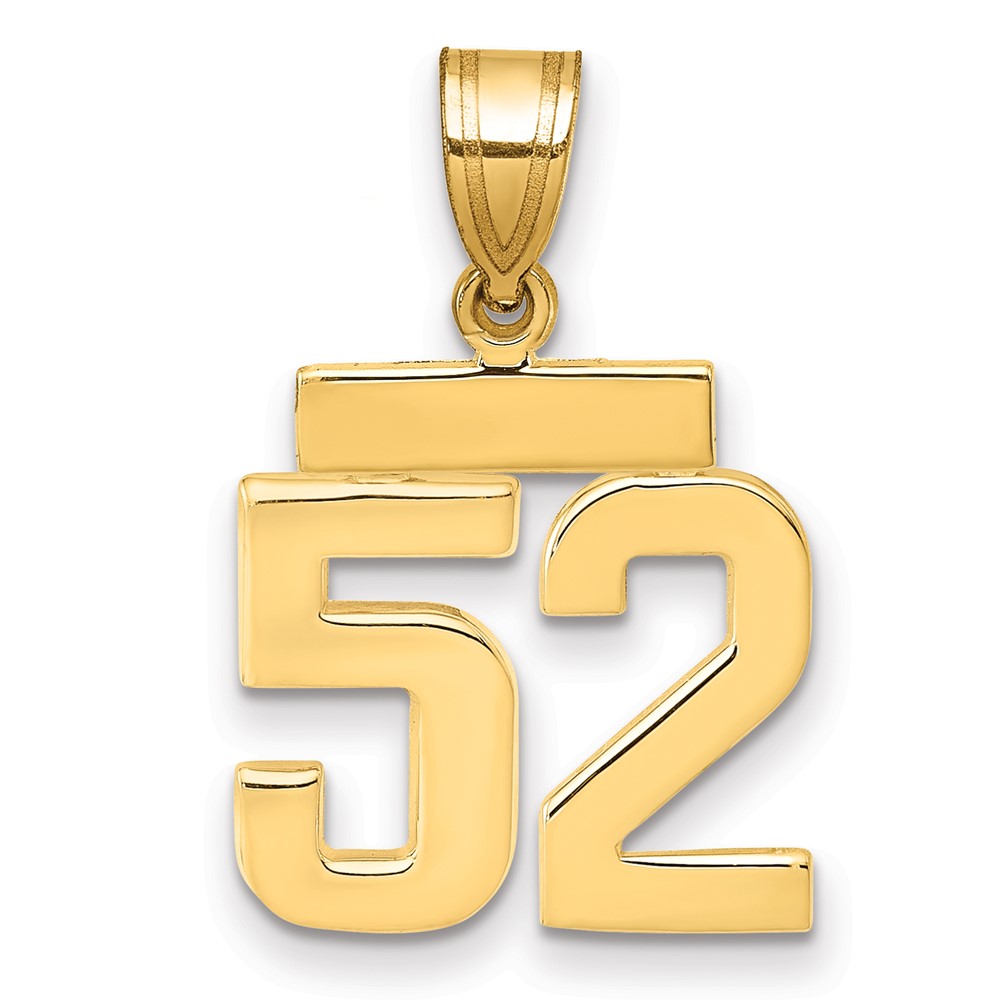 14K Yellow Gold Small Polished Number 52 Charm