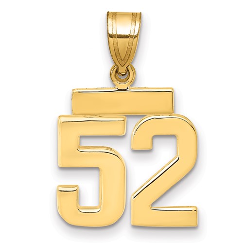 14K Yellow Gold Small Polished Number 52 Charm