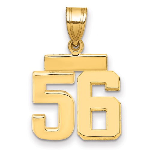 14K Yellow Gold Small Polished Number 56 Charm