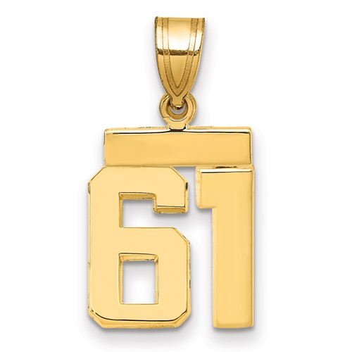 14K Yellow Gold Small Polished Number 61 Charm