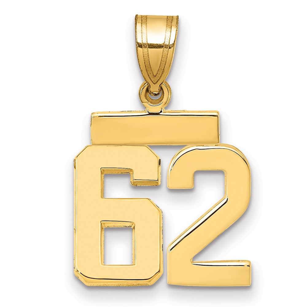 14K Yellow Gold Small Polished Number 62 Charm
